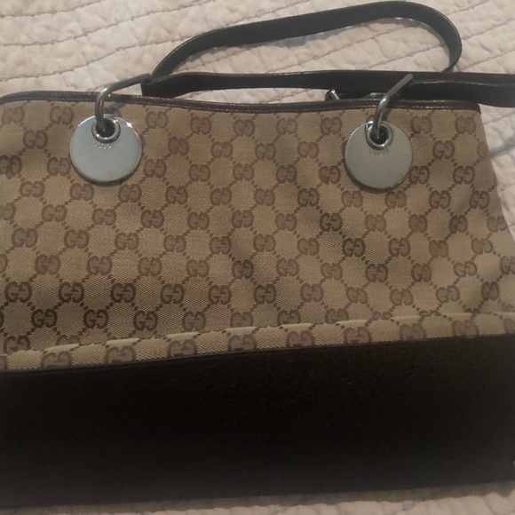 Gucci GG Canvas Leather Tote Bag - Picture 2 of 7